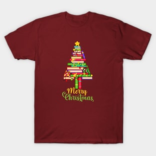 Merry Christmas Tree Shirt Love reading books Librarian T-Shirt